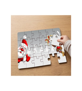 Sevimli Noel Baba ve Geyik Tasarımlı 24 Parça Ahşap Çocuk Puzzle MPK0995