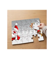 Sevimli Noel Baba ve Geyik Tasarımlı 24 Parça Ahşap Çocuk Puzzle MPK0995