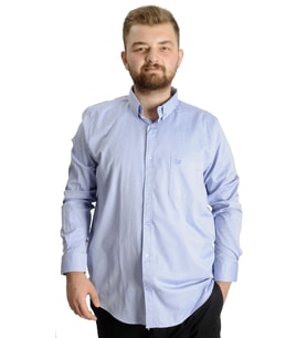 Mode XL Büyük Beden Erkek Gömlek U.Kol Cepli Oxford 20366 Mavi