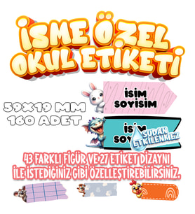 Okul Etiketi Kalem Defter Etiketi İsme Özel Etiket SET13