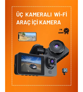 Full Hd Çözünürlüklü Üç Kameralı Araç İçi Kamera – Park Ve Sürüş Güvenliği