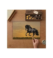 Siyah Asil At Tasarımı 240 parça Ahşap Puzzle Ahşap Kutuda MP04253