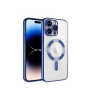 Apple iPhone 14 Pro Max Uyumlu Kılıf Kamera Korumalı M-safe Wireless Şarj Özellikli Zore Demre Kapak (Açık Mavi)