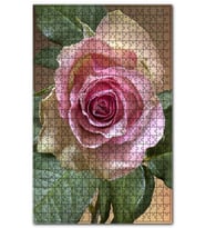 Cakapuzzle Pembe Gül ve Yeşil Yaprakları Puzzle Yapboz MDF (Ahşap) (120 Parça)