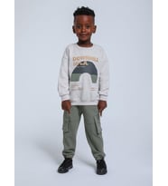 Erkek Bebek Downhill Yazılı Sweatshirt (Gri)