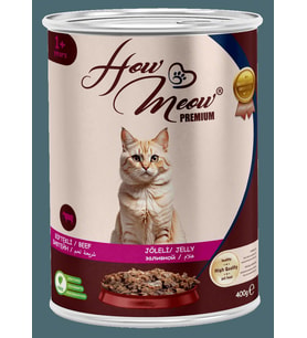HOW MEOW 12 ADET JÖLELİ PARÇA ETLİ YETİŞKİN KEDİ YAŞ MAMASI BİFTEKLİ
