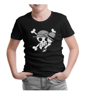 One Piece - Luffy Straw Hat 4 Siyah Çocuk Tshirt
