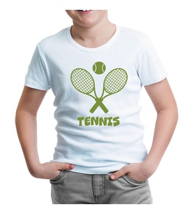 Tenis - Raket Beyaz Çocuk Tshirt
