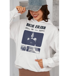 Tasarım Billie Eilish Baskılı Unisex Oversize Şarkıcı Hoodie