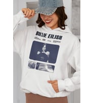 Tasarım Billie Eilish Baskılı Unisex Oversize Şarkıcı Hoodie
