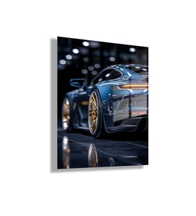 Temperli Cam Tablo Parlak Mavi Lüx Porsche Fotoğrafı