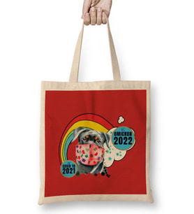 sarcasm funny vintage DOG saying covid hi omicron virus 2022 Bez Çanta Uzun Saplı