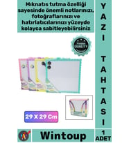 #YazıTahtası Kaliteli Pratik Kare Renkli Çerçeve Çift Taraflı Manyetik Beyaz Yazı Tahtası 29 X 29 Cm