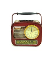 Dekoratif Metal Radyo Saatli Kumbara Vintage Biblo Hediyelik (Siyah)