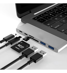 Ally 6 İn1 Usb-C Hub Daul USB 3.0 Type-C Şarj Kart Reader Çoğaltıcı Hub-(5775 - HPSBYI9937-6