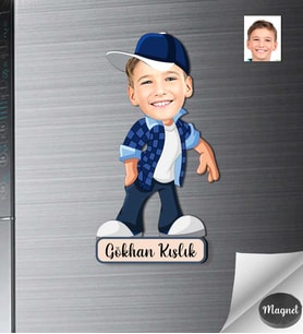 Kişiye Özel Çocuk Arkadaş Ahşap Magnet -2