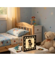 Dekoratif İskelet Temalı 3D LED Gece Lambası – Ahşap Lazer Kesim Beyaz