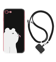 Apple iPhone 5 6 7 8 Plus Se XR Kılıf Boyun Askılı Silikon Panda Sevimli 1738