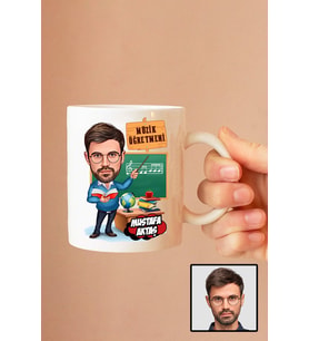 Erkek Müzik Öğretmenine Hediye Karikatürlü Beyaz Kupa Bardak