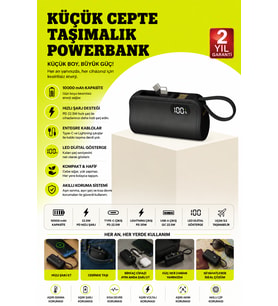 Dahili Type-C Konektörlü Mini 2000mAh Powerbank