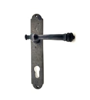 Antika Tarz Dekoratif Pirinç Taşra Yale Kapı Kolu - 220x35 mm, Oksit