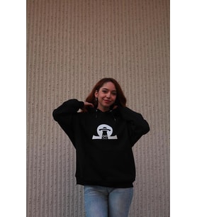  Ufo Baskılı Cosmos Oversize Hoodie  ( Kapüşonlu Sweatshirt) Siyah