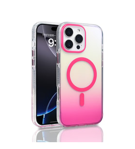 Apple iPhone 16 Pro Max Uyumlu Kılıf M-safe Şarj Özellikli Transparan Renk Geçişli Zore Toros Kapak (Rose)