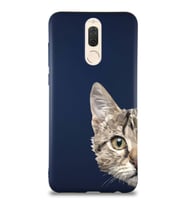 Huawei Mate 10 Lite Soft Premier Kapak Catface Tasarımlı Silikon Kılıf - Lacivert (Şeffaf)