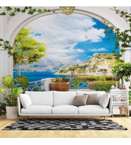 Balkon ve Deniz Manzaralı Duvar Kağıdı