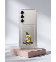 Samsung S25 FE Boş Yapma Muz Detaylı Kart Bölmeli Şeffaf Telefon Kılıfı - HPSBYI3249-9781