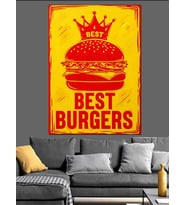 En İyi Burgerler Kırmızı Dekoratif Kanvas - Mdf Ahşap Tablo
