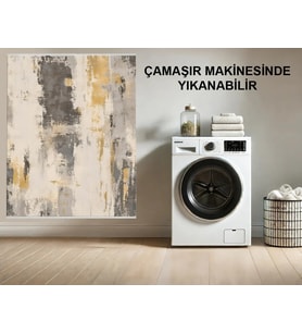 Makine Kaymaz Yıkanabilir Bej Dokulu Salon Halısı Mutfak Halısı Koridor Halısı Yolluk 5795