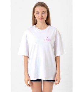 Blackpink Lisa Signature Beyaz Kadın Oversize Tshirt