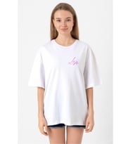 Blackpink Lisa Signature Beyaz Kadın Oversize Tshirt