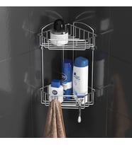 TEKNOTEL İKİ KATLI KANCALI BANYO KÖŞE RAFI KROM ES092