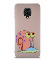 Xiaomi Redmi Note 9S Soft Premier Kapak Salyangoz Gary Tasarımlı Silikon Kılıf - Pudra (Şeffaf)