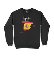 İspanya Haritalı ve Bayraklı Siyah Sweatshirt