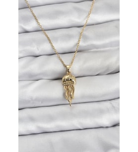 316L Çelik Zincir Gold Renk Deniz Anası Model Zirkon Taşlı Kadın Kolye - TJ-BKO10842
