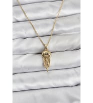 316L Çelik Zincir Gold Renk Deniz Anası Model Zirkon Taşlı Kadın Kolye - TJ-BKO10842