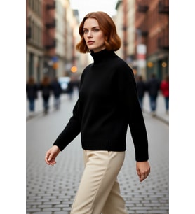 Kadın Oversize Kalın Dik Yaka Triko Kazak Kışlık Soğuk Havalarda Konforlu Günlük Stil Kaliteli