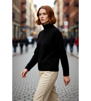Kadın Oversize Kalın Dik Yaka Triko Kazak Kışlık Soğuk Havalarda Konforlu Günlük Stil Kaliteli