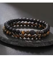 Alnis Atelier Kaplan Gözü ve Oniks Doğal Taş Erkek Bileklik Gerçek Doğal Taş El Yapımı Minimal Şık Günlük Bileklik