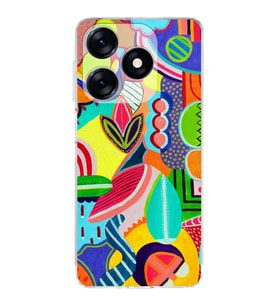 PrintiFy Tecno Spark 10 4G ile Uyumlu Retro Color 6  Kamera Korumalı Şeffaf  Kılıf