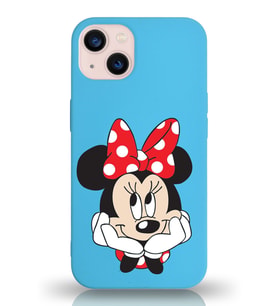 Apple iPhone 13 Uyumlu Lansman Kılıf Minnie Mouse Tasarımlı Altı Kapalı İçi Kadife Kaplı  Kapak (Şeffaf)