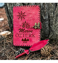 Yılbaşı Hediyesi İsme Özel Deri Defter (Fuşya)