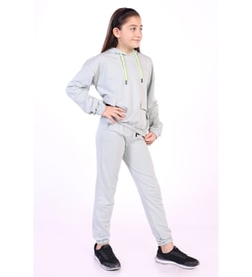 Toontoy Kız Çocuk Cepli Armalı Eşofman Takım (Yeşil)