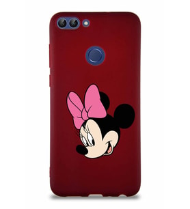 Huawei P Smart Soft Premier Kapak Minnie Mouse-B Tasarımlı Silikon Kılıf - Mürdüm (Şeffaf)