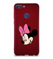 Huawei P Smart Soft Premier Kapak Minnie Mouse-B Tasarımlı Silikon Kılıf - Mürdüm (Şeffaf)