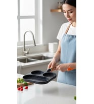 Premium Granit 3Bölmeli Döküm Omlet & Krep Tava Seti