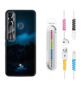 Tecno Spark 6 6 Go 8C 8 Pro 7 7 Pro Kılıf Kablo Koruma Spiral Silikon Gece 1633